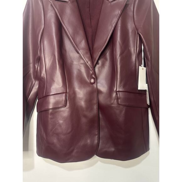 Women’s Plum Faux Leather Blazer Jacket - Picture 7 of 16